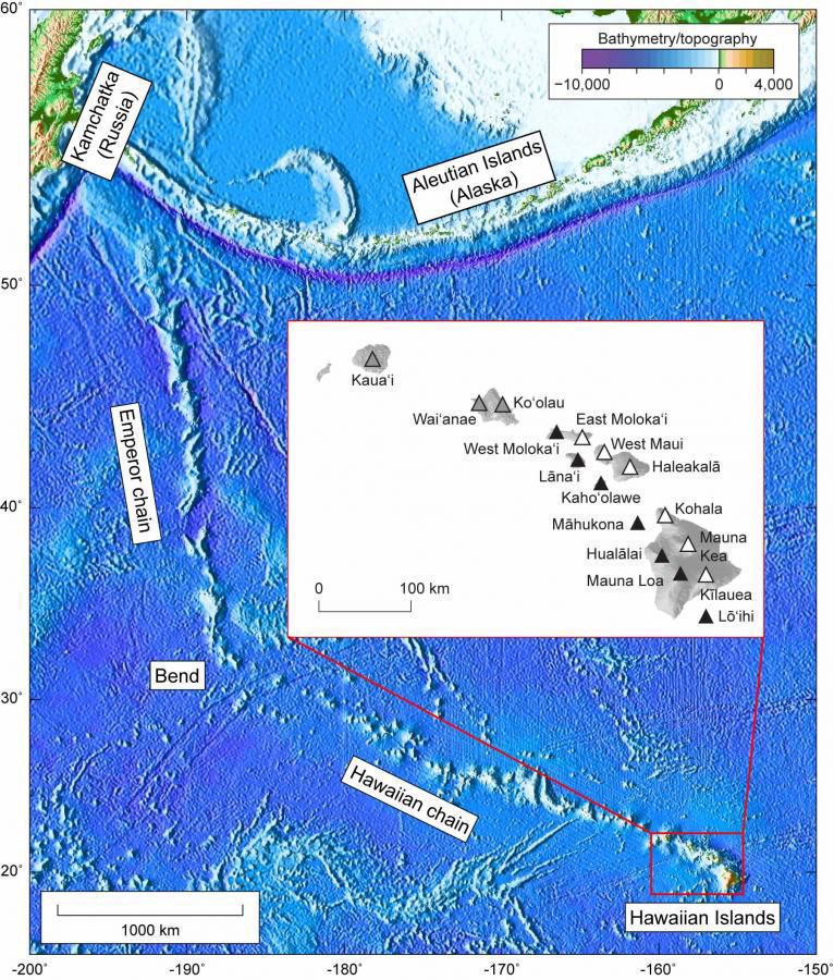 Underwater volcanic chain